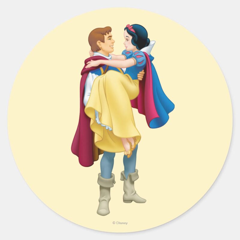 Snow White And Prince Charming Classic Round Sticker Snow White And Prince Charming Classic Round Sticker
