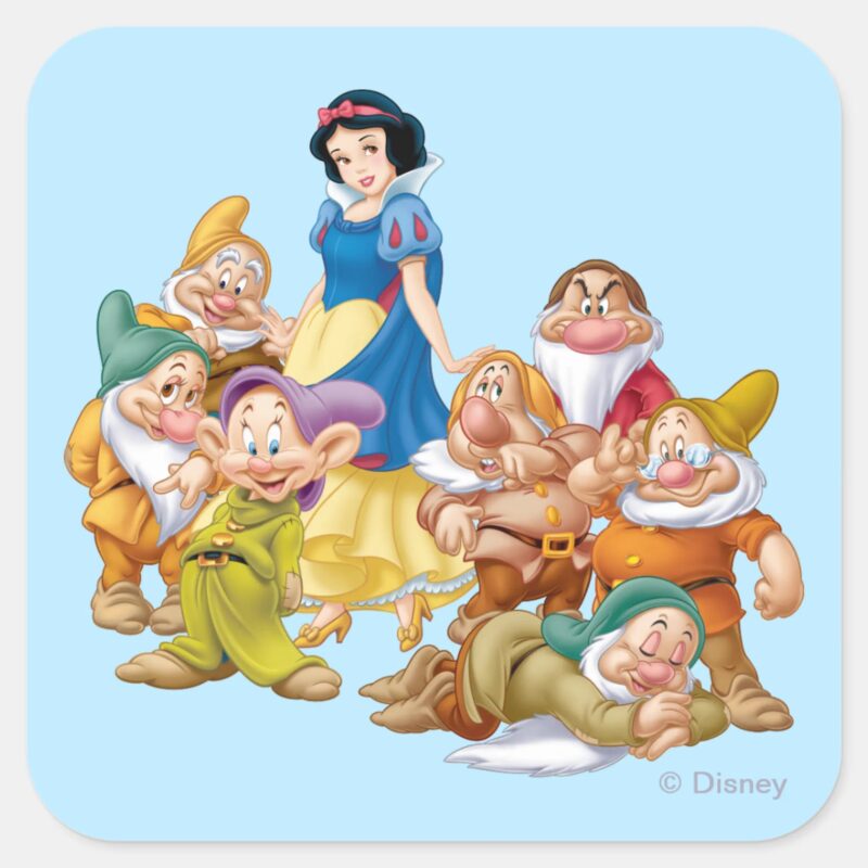 Snow White And The Seven Dwarfs 2 Square Sticker Snow White And The Seven Dwarfs 2 Square Sticker