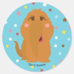 Snuffleupagus Blue Stars Dots Pattern Classic Round Sticker