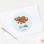 Snuffleupagus Doodley Graphic Classic Round Sticker