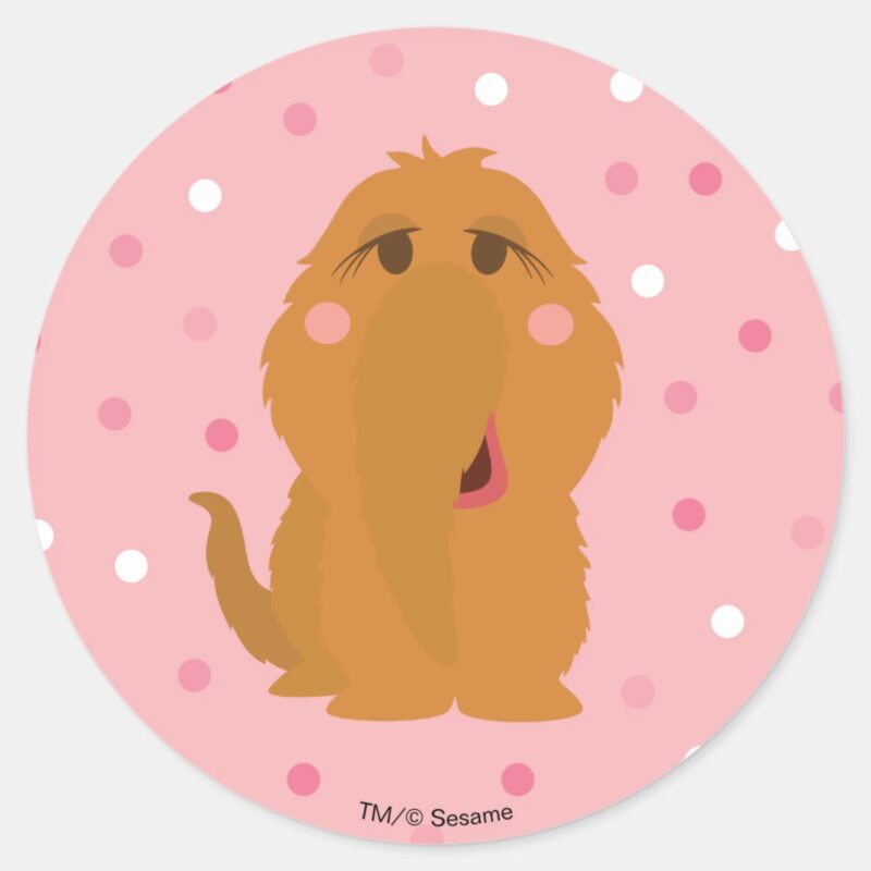 Snuffleupagus Pink Polka Dot Pattern Classic Round Sticker Snuffleupagus Pink Polka Dot Pattern Classic Round Sticker