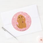 Snuffleupagus Pink Polka Dot Pattern Classic Round Sticker