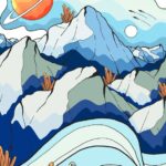 Space Crystal Mountains Poster