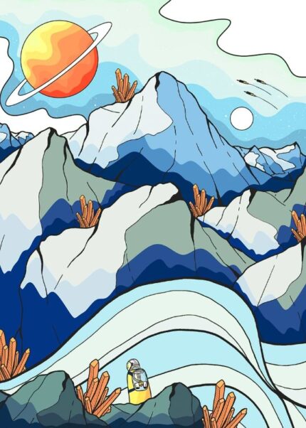 Space Crystal Mountains Poster
