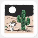 Spike In A Moonlit Desert Square Sticker