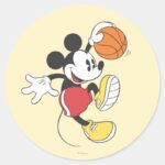 Sporty Mickey Basketball Player Classic Round Sticker