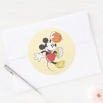 Sporty Mickey Basketball Player Classic Round Sticker