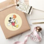 Sporty Mickey Basketball Player Classic Round Sticker