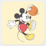Sporty Mickey Basketball Player Square Sticker