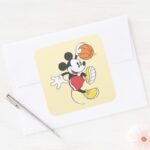 Sporty Mickey Basketball Player Square Sticker