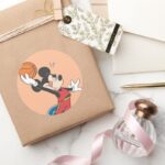 Sporty Mickey Dunking Basketball Classic Round Sticker