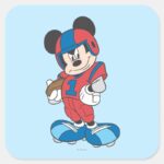 Sporty Mickey Football Pose Square Sticker