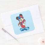 Sporty Mickey Football Pose Square Sticker