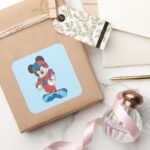 Sporty Mickey Football Pose Square Sticker