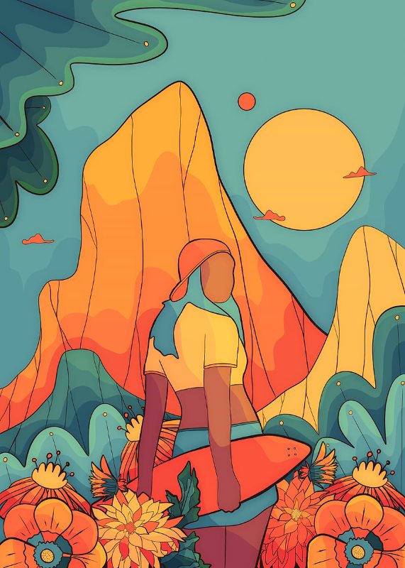 Spring Skater Girl Spring Vibes Poster