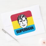 Stripe Boy Superman Square Sticker