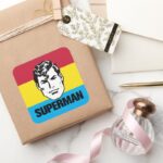 Stripe Boy Superman Square Sticker