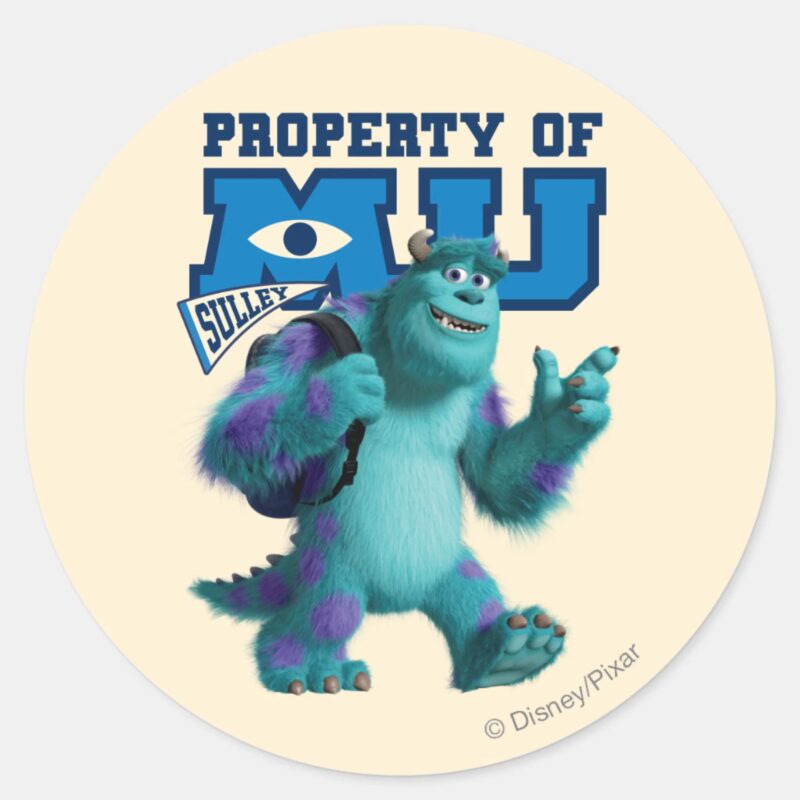Sulley Property Of MU Classic Round Sticker Sulley Property Of MU Classic Round Sticker