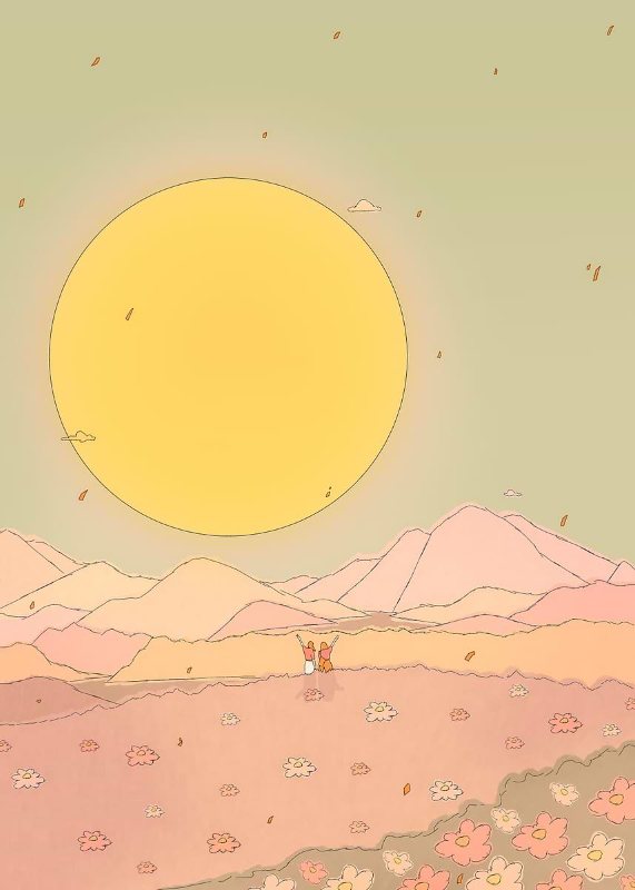 Sunset Mountain Landscape Spring Vibes Poster