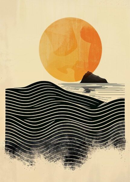 Sunset Waves Poster