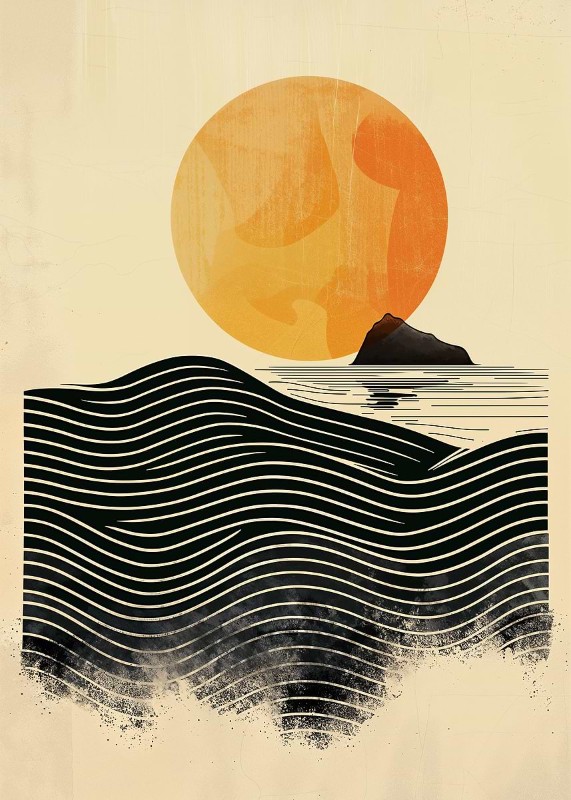 Sunset Waves Poster