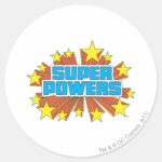 Super Powers Logo Blue Classic Round Sticker for Notebooks and Water Bottles
