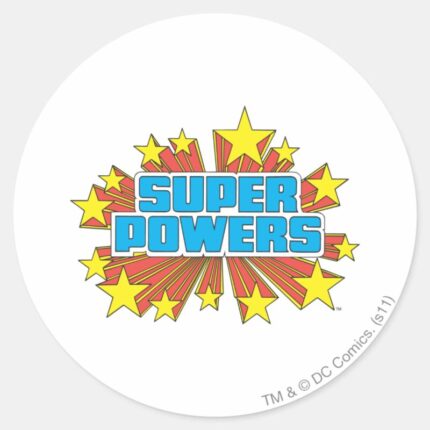 Super Powers Logo Blue Classic Round Sticker for Notebooks and Water Bottles