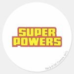 Super Powers Logo Yellow Classic Round Sticker for Water Bottles and Laptops