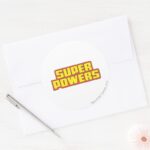 Super Powers Logo Yellow Classic Round Sticker for Water Bottles and Laptops