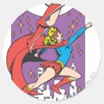 Superheroines In Action Classic Round Sticker