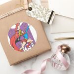 Superheroines In Action Classic Round Sticker