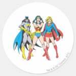 Superheroines Pose Classic Round Sticker