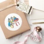 Superheroines Pose Classic Round Sticker