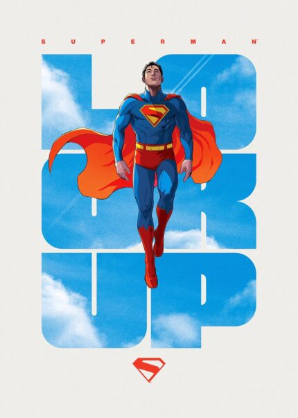 Superman Look Up Comic Illustrated Poster