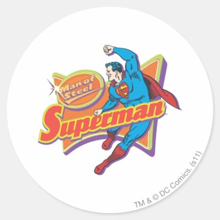 Superman Man Of Steel Classic Round Sticker