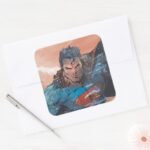 Superman Red Square Sticker