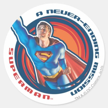 Superman A Never Ending Mission Classic Round Sticker