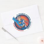 Superman A Never Ending Mission Classic Round Sticker