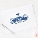 Superman Across The Globe Oval Sticker