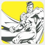 Superman Black And White 2 Square Sticker