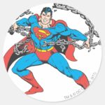 Superman Breaks Chains 2 Classic Round Sticker
