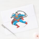 Superman Breaks Chains 2 Classic Round Sticker