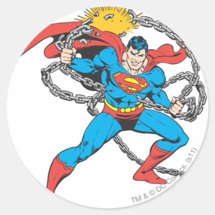 Superman Breaks Chains 3 Classic Round Sticker