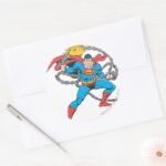 Superman Breaks Chains 3 Classic Round Sticker