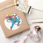 Superman Breaks Chains 3 Classic Round Sticker