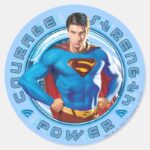 Superman Courage Strength Power Classic Round Sticker