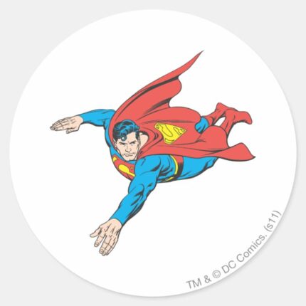 Superman Dives Left Classic Round Sticker