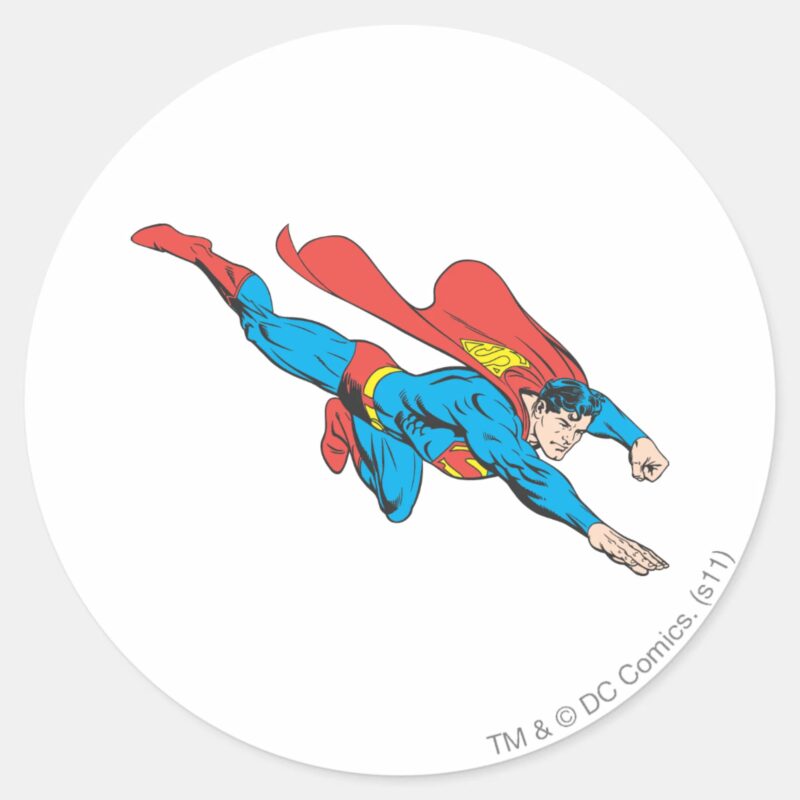 Superman Dives Right Classic Round Sticker