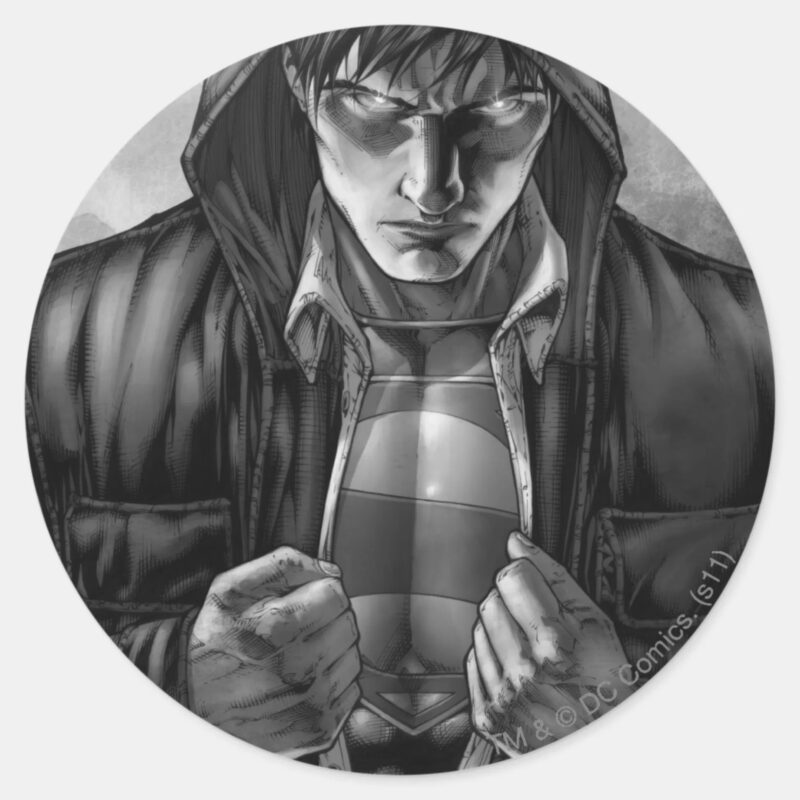 Superman Earth Cover Black And White Classic Round Sticker