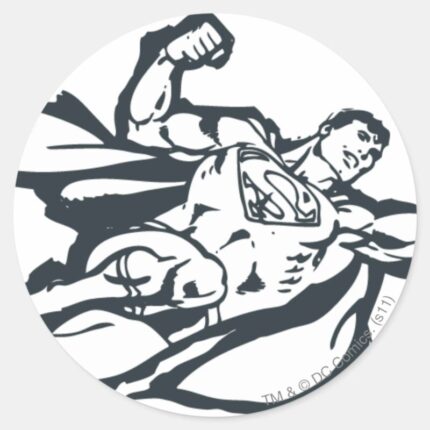 Superman Flies Right Classic Round Sticker